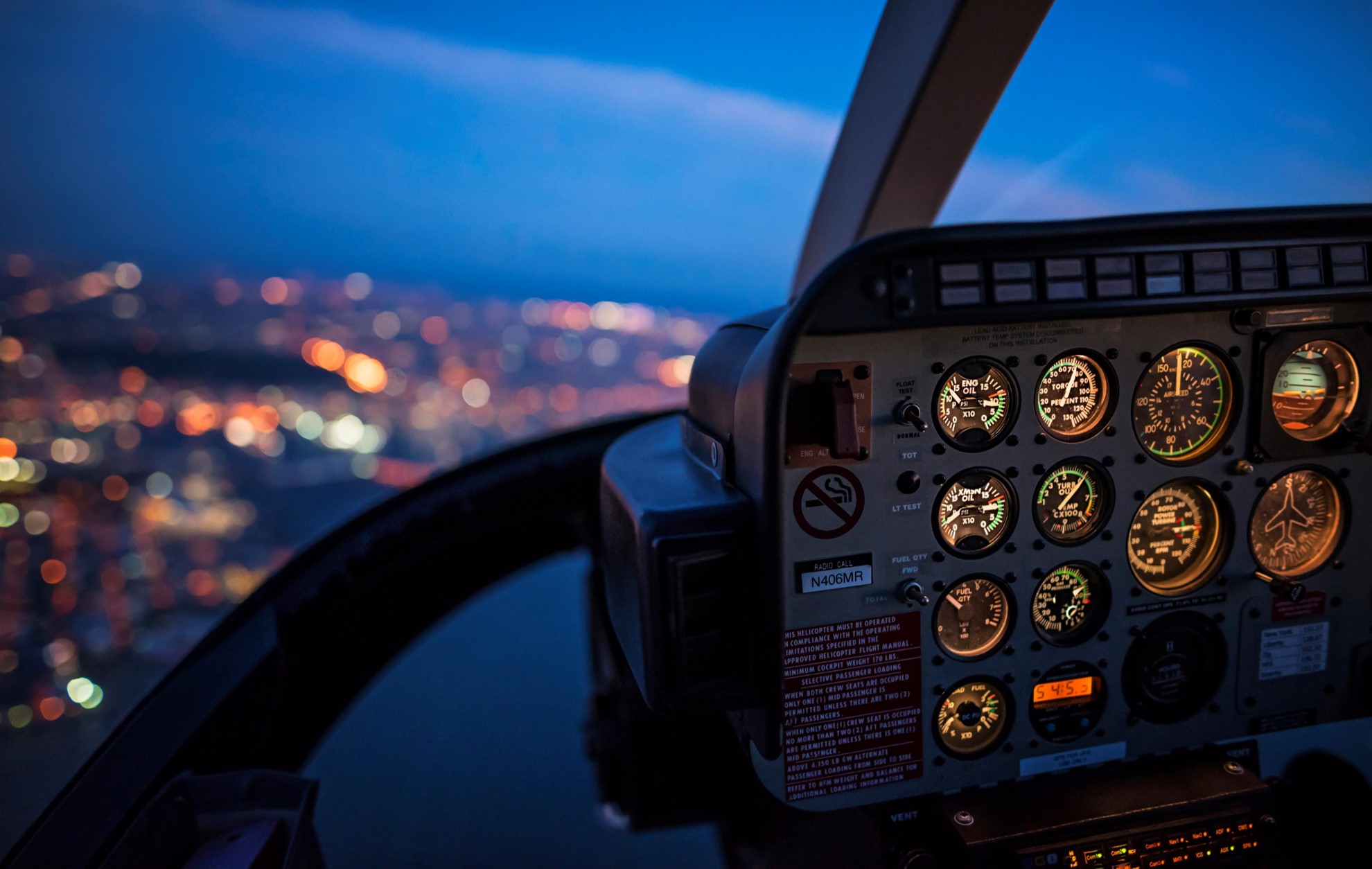 cockpit looking out over a night sky